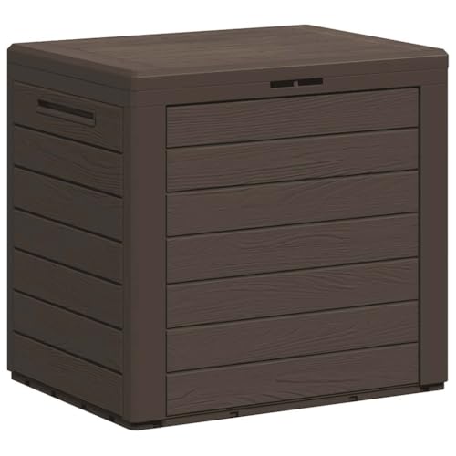 vidaXL Caja de Almacenaje de Jardín Mueble Herramienta Baúl Cubo Tapa Patio Terraza Exterior Aire Libre Asa Cojines Polipropileno Marrón