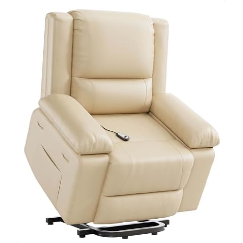 Garvee Electric Lift Recliner Chair - Heat and Massage, PU Leather Power Lift Recliner for Elderly & Mobility Impaired, Adjustable Back and Legs, Heav