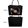 FodPand Tote Bags Reusable Shopping Bag Grocery Bag Vintage Vinyl Record Felt Handbags Storage Bags, Black, One Size #4