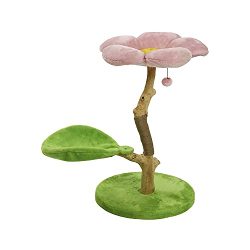 KBSPETS Modern Floral Cat Tree, Wooden Cat Tower, Modern Cat House, Cat Furniture, Cat Gift, Cat Climbing Tree, Flower Cat Tree, Size XL (Cherry Blossom)