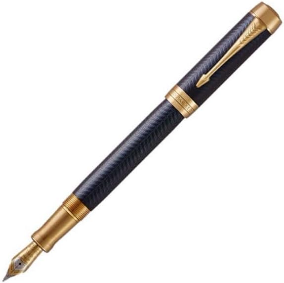 PARKER パーカー 万年筆 デュオフォールド プレステージ ブルーシェブロンGT 細字 18金ペン先 ギフトボックス入り 正規輸入品 1031369