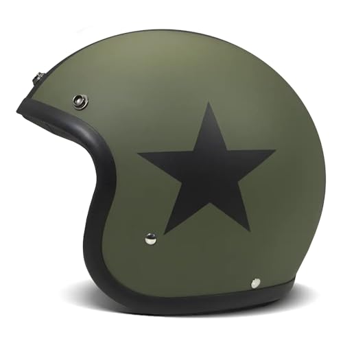 Casco DMD Jet Retro Star Green cómodo que evita el efecto cabeza de bombilla 3