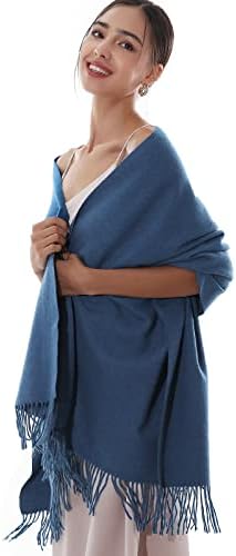RIIQIICHY Pashmina Shawl Wrap for Women Wedding Ladies Winter Scarf | 200 x 70cm with tassels, large and long, soft lightweight cashmere like, evening dress shawls, bridesmaids guests gifts