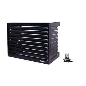 Qventi Afdekking voor airconditioning, antraciet/grijs, aluminium, beschermingsrooster, bekleding, eenvoudige montage, maat M, buitenafmetingen (l x b x h): 115 x 57,5 x 85 cm