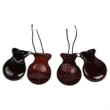 Spanish Castanets for Adults, 2 Pairs of Wooden Hand Percussion Instruments for Beginners, Flamenco Dance, Music Class and Stage Performance(Brown)
