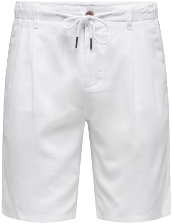 ONLY & SONS Herren Onsleo Linen Mix 0048 Shorts 22029244,Weiß,XS