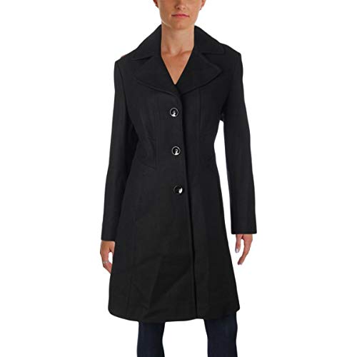 LARRY LEVINE Women's Wool Db Notch Collar with Waist Inset, Black, XS