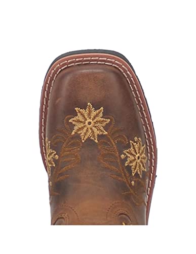 Dan Post Girls' Gardenia Embroidered Floral Western Boot Broad Square Toe - Dpc39424
