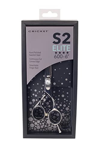 Cricket S2 Elite Series 600 6 Inch Shears Professional Stylist Barber Hair Cutting Scissors, Convex Edge, Swedish Steel #TOP1