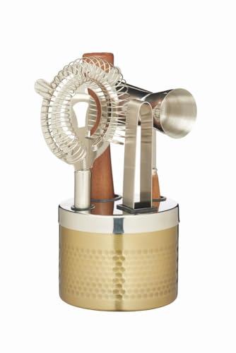 BarCraft Cocktail Tool Kit and Stand, 5 Piece Gift Set, in Gift Box, Multi-colour, 20.7 x 11.5 x 10.6 cm