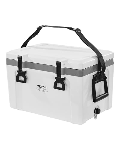 VEVOR Portable Cooler, 26 QT Hard Cooler with Ice Retention, Heavy-Duty Handles and Strap, Lightweight Rigid Material Insulated Portable Cooler, Suitable for Family Picnics and Short Trips
