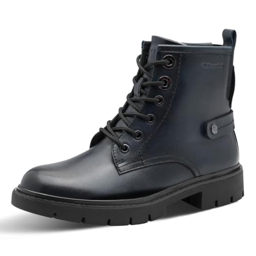 TAMARIS dam komfort spets boot platt halvlång stövel, marinblå, 39 EU, marinblå, 39 EU