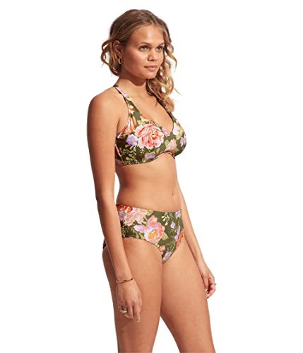 Bas de bikini emboîtant Seafolly Paradise Garden Avocado en taille 6