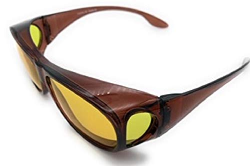 Wrap Around Night Vision Glasses, Fit Over Glasses with Polarized Yellow Lens Night Driving Glasses