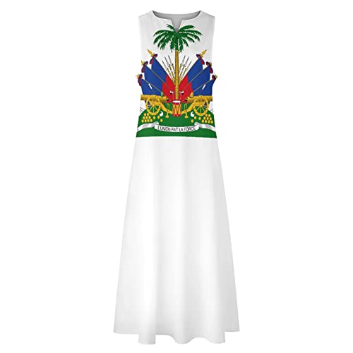 Image of TAIZIYEAH Long Dress Elegant Casual Long Dress Haiti Flag Girls Summer Sunshine Beach Skirts for Womens L