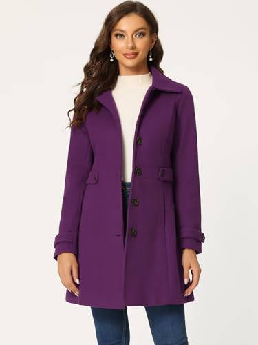 Image of Allegra K Women's Winter Classic Overcoat with Pockets Single Breasted Coat | Soft pea coat, Fully lined outerwear, Trendy, Fall office peacoat, Warm casual holiday everyday wear,