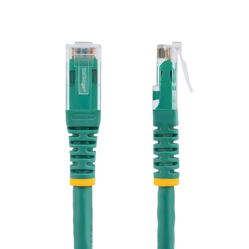 Image of StarTech 20ft CAT6 Ethernet Cable - Green CAT 6 Gigabit Ethernet Wire -250Mhz 100W PoE RJ45 UTP Molded Network Patch Cord with Strain Relief (C6PATCH20GN) | 250MHz bandwidth, Gold-plated RJ45, Patch Cable, Ethernet Cord, UTP Molded Network, Strain Relief, 10Gbps speeds