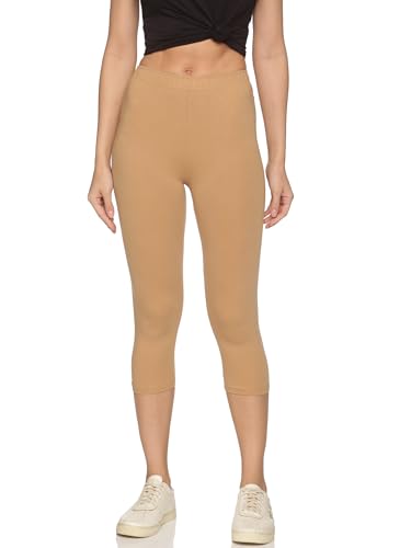 Image of OUTFLITS Women's Knee-Length Cotton Spandex Essential Capri Stretchy Leggings |Small - 2XL Adult |Yoga Leggings, Workout, Gym, Running 3 /4th Leggings for Women(OFLLC)