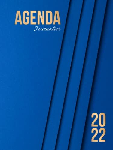 Agenda 2022 journalier A4 bleu et or avec couverture rigide - 2