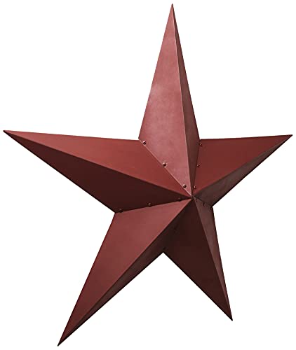 CWI Gifts Metal Barn Star 48 inch Galvanized Hanging Star Farmhouse Wall Decor Burgundy