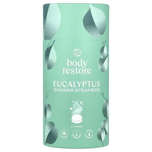 Body Restore Shower Steamers Eucalyptus & Menthe - Coffret cadeau de luxe (6 pièces) - Cadeau idéal pour les vacances, les anniversaires et la fête des mères