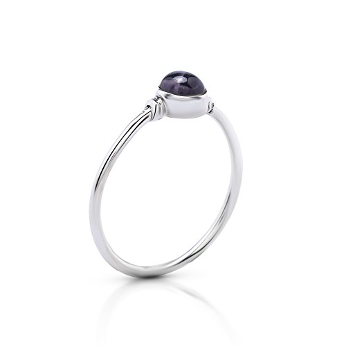 Koral Jewelry Round Amethyst Delicate Ring 925 Sterling Silver Vintage Boho Chic US Size 5 6 7 8 9 (7) by Koral Jewelry - Image 2