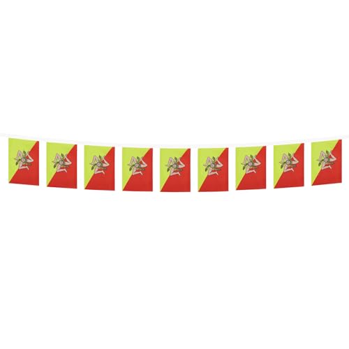 Image of AZ FLAG Sicily 6 meters BUNTING Flag 20 flags 9'' x 6'' - Italy - Sicilian STRING flags 15 x 21 cm
