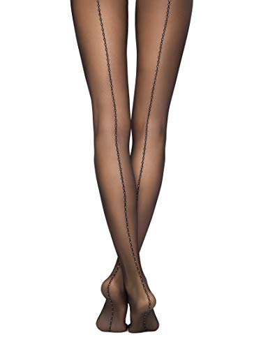 Image of Conte Womens Shiny Lurex Back Seam Fantasy Design Pantyhose Tights Insight