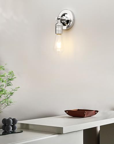 Image of Phansthy Wall Lamps Single Wall Sconce Light Industrial Wall Sconce Lighting Wall Mount Light Wall Decorative Lighting for Kitchen Living Room Hallway Bathroom Vanity (Chrome)