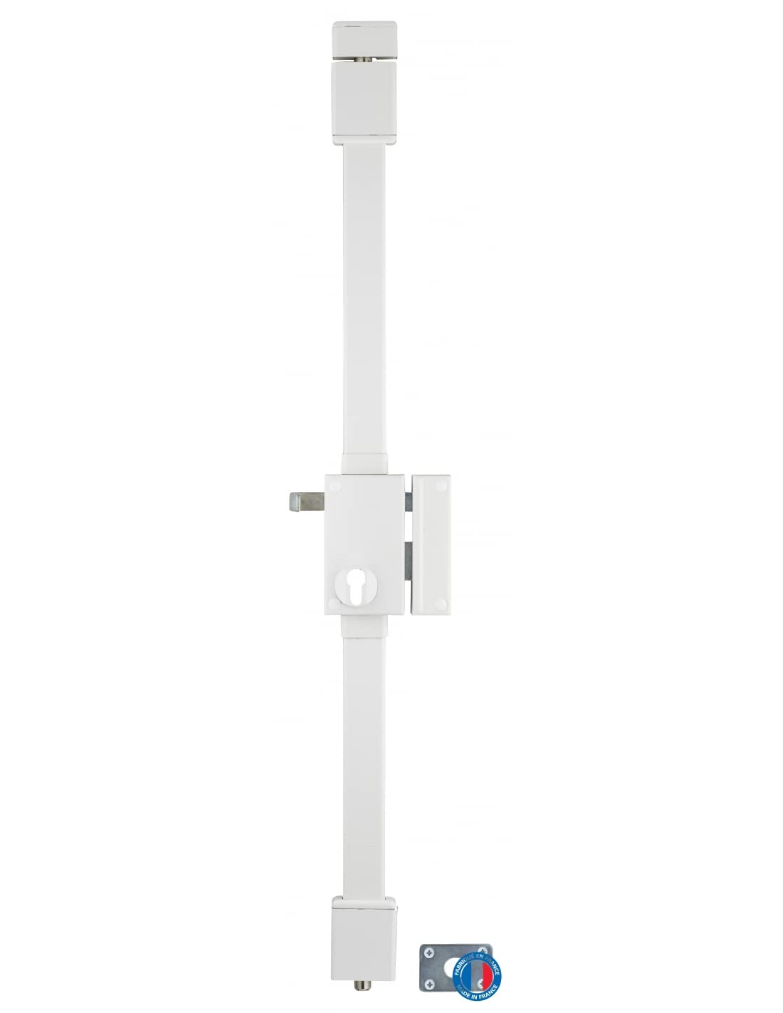 THIRARD - Boîtier De Serrure En Applique Targa à Tirage - Pour Porte d'Entrée Droite - 3 Points - Axe 45 mm - Blanc - Acier - Mécanisme Intérieur - Poignée Double
