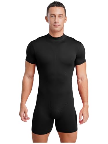 iiniim Body T-shirt Maillot De Corps Homme Justaucorps Gymnastique Danse Competition Combinaison Sport Bodysuit Leotard Dancewear M-XXL Noir C XL