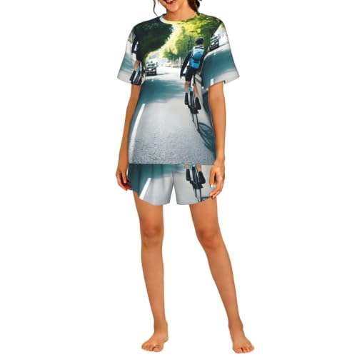 Ensemble pyjama court femme imprimé pour moments de détente