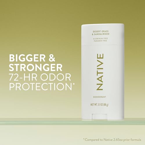 Image of Native Aluminum Free Deodorant, Desert Grass & Sandalwood, Large Size Stick, 72 Hour Odor Control, for Women & Men, Contains Naturally Derived Ingredients, 3.1 oz