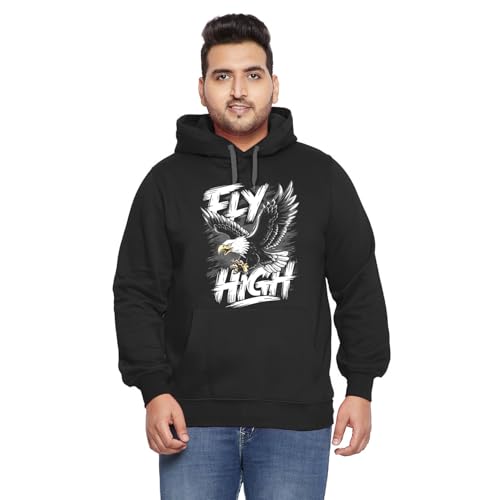 Image of West Gate Clothing Plus Size Mens Cotton Hoodies,Hooded Sweatshirt|100% Cotton Hoodies Plus Size Collection for Men|Fly High Printed Hoodie