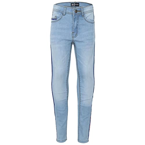 Kids Boys Denim Jeans Contrast Taped Light Blue Stretchy Pants Trouser 5-13 Year2