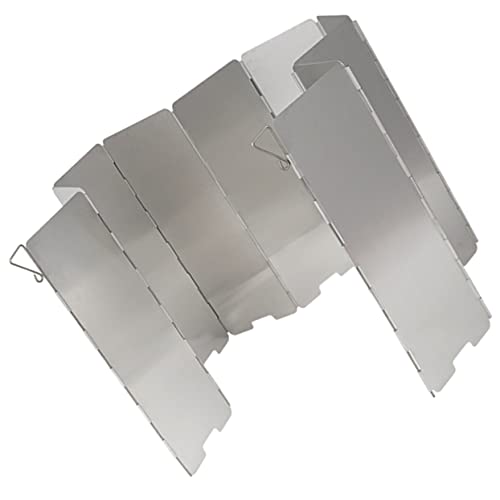 OHPHCALL Foldable Lightweight Stainless Steel Camping Stove Windscreen with 16 Sheets and Carry Bag, Adjustable Position Windproof Shield for Outdoor