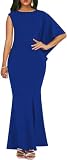 Formal Dresses for Women Elegant One Shoulder Wedding Guest Gown Bodycon Mermaid Evening Party Long Dress(02Blue,X-Large)