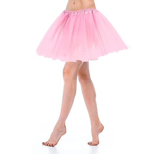Yolev Gonna Tutu in Tulle Donna, Adulto Vestiti Accessori Anni 80 Abito da Festa di Promenade, Corto Vintage Anni '50 Rosso Rosa, Gonnellino Danza Classica Bambina