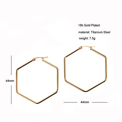 18K Gold Plated Minimalist 316L Titanium Steel Large Hoop Earrings Jewelry2