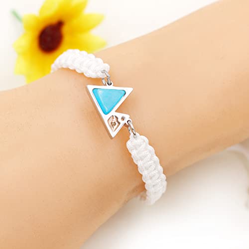 Image of Uloveido Handmade Braided Rope Bracelets with Blue Triangle Mountain Mustard Seed Charm Unisex Mountain Bracelet
