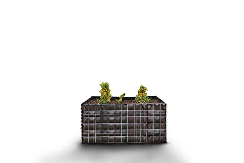 GABIONA - Jardinera elevada (largo x alto x ancho): 130 x 60 x 60 cm - Cesta de alambre galvanizado rectangular con fieltro como maceta para el jardín - Fácil montaje