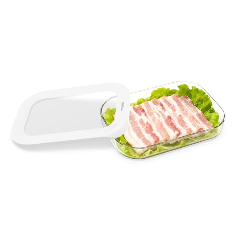 GRIFEMA Porta Affettati per Frigorifero - Impilabile - Con coperchio | Sapori non si Mescolano - Lavabile in lavastoviglie - Senza BPA - Fridge Organizer per Prosciutto, Pancetta, Carne, 550 ml
