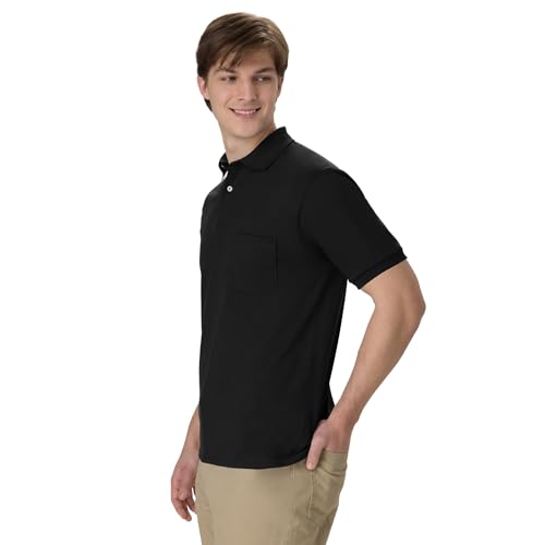 Hanes Men's Short-Sleeve Jersey Pocket Polo (Pack of 2), Black, Small - image 5