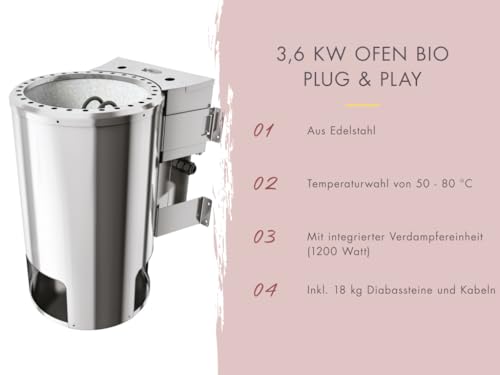 Saunaofen 3,6 kW Karibu elektrisch Bio Easy Plug&Play für externe Steuerung