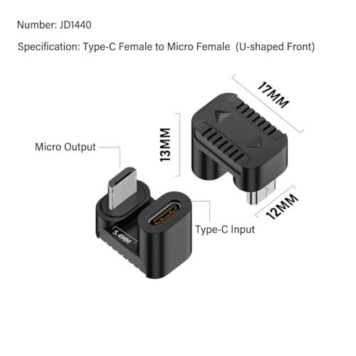 Adaptateur USB C vers Micro USB coudé à 180° transfert rapide 480 Mbps - 3