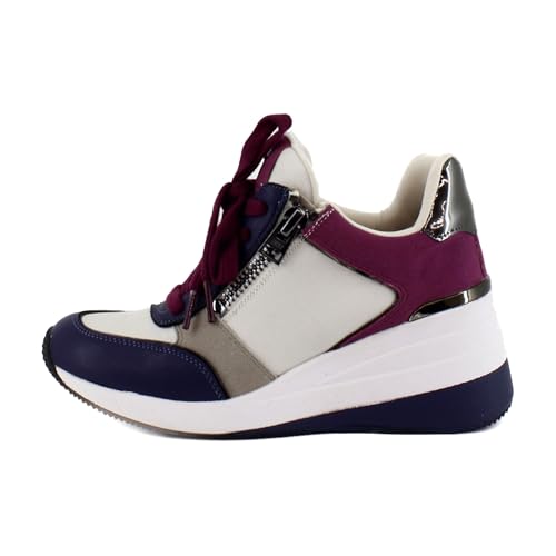 Image of DKNY Women's Kaden Lace Up Wedge Sneaker with Side Zipper