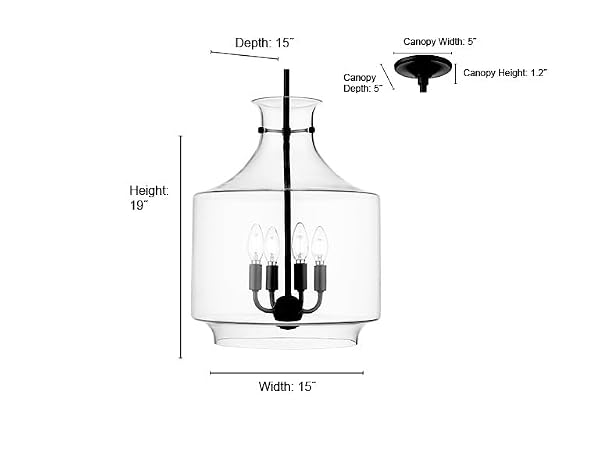 ML Lighting | Mahannah Collection | 22804-BN | Indoor 4 Light Metal Pendant in Brushed Nickel with Clear Glass Shade | Kitchens, Dining Rooms, Living Rooms, Entryways, Hallways by ML Lighting - Image 2