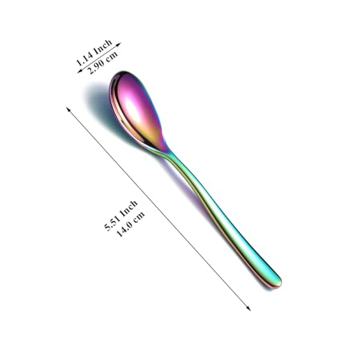 Kyraton Rainbow Teaspoons 12 Pieces, 14cm Stainless Steel Tea Spoons with Colorful Titanium Plating, Ice Cream Spoons - Image 2