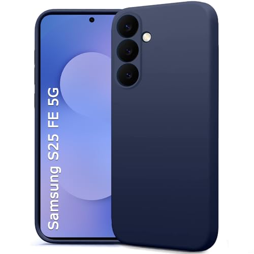 Image of TheGiftKart Liquid Silicone Back Cover Case for Samsung Galaxy S25 FE 5G | Soft Micro-Fibre Lining Inside | Camera & Screen Protection | Shockproof Back Cover for Samsung S25 FE (Silicone, Blue)