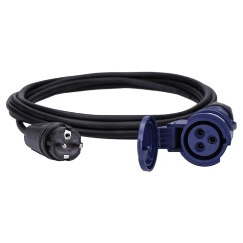 Voxura CEE-Adapterleitung Schutzkontakt-Stecker CEE-Kupplung Schutzkappe Camping Caravan Wohnmobil Wohnwagen Boot Stromkabel Außenbereich 3-polig 230V 16A H07RN-F 3x1,5 IP44 5m
